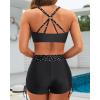 imageYonique 3 Piece Tankini Swimsuits for Women Swim Tank Top Bathing Suits with Boy Shorts and Bra Athletic SwimwearBlack Dot