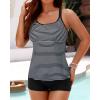 imageYonique Two Piece Tankini Swimsuits for Women with Shorts Tummy Control Bathing Suits Athletic SwimwearStriped
