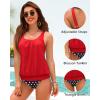 imageYonique Women 2 Piece Blouson Tankini Swimsuits Tummy Control Bathing Suits Athletic SwimwearRed