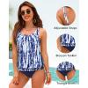 imageYonique Women 2 Piece Blouson Tankini Swimsuits Tummy Control Bathing Suits Athletic SwimwearTie Dye and Navy Blue