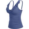 imageYonique Womens Tankini Top Only Tummy Control Bathing Suit Top Ruffle Swimsuit Top V Neck Swim Tank Top No BottomGrayish Blue