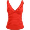 imageWomens Underwire Tankini Top Only  Tummy Control Bathing Suit Top Ruffle Swimsuit 2025Orange Red