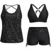 imageYonique 3 Piece Tankini Swimsuits for Women Swim Tank Top Bathing Suits with Boy Shorts and Bra Athletic SwimwearBlack Dot
