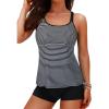 imageYonique Two Piece Tankini Swimsuits for Women with Shorts Tummy Control Bathing Suits Athletic SwimwearStriped
