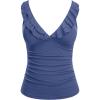 imageYonique Womens Tankini Top Only Tummy Control Bathing Suit Top Ruffle Swimsuit Top V Neck Swim Tank Top No BottomGrayish Blue