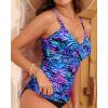 imageYonique Womens Tankini Top Swimwear Twist V Neck Swimsuits Tummy Control Bathing Suits Top OnlyBlue Leaves