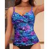 imageYonique Womens Tankini Top Swimwear Twist V Neck Swimsuits Tummy Control Bathing Suits Top OnlyBlue Leaves