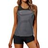 imageYonique Tankini Swimsuits for Women with Shorts Athletic Two Piece Bathing Suits Racerback Tank Tops SwimwearStripe