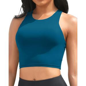 imageYonique Women High Waisted Bikini Two Piece Swimsuit Crop Bathing Suits Sporty Swimwear Bikini SetDark Green