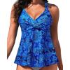 imageWomen Underwire Tankini Top  Flowy Swimsuit Top Only Cross Back Twist Bathing Suit No Bottom 2025Blue Paisley
