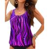 imageYonique Womens Blouson Tankini Top No Bottom Loose Fit Swim Top Modest Tank TopPurple Wavy Pattern