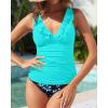 image:imageYonique Womens Two Piece Swimsuits  Ruffle Flounce Tankini Tummy Control Bathing Suits V Neck SwimwearAqua and Blue Floral