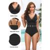 image:imageYonique Womens Two Piece Swimsuits  Ruffle Flounce Tankini Tummy Control Bathing Suits V Neck SwimwearBlack 01