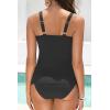 image:imageYonique Womens Two Piece Swimsuits  Ruffle Flounce Tankini Tummy Control Bathing Suits V Neck SwimwearBlack 01