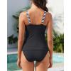image:imageYonique Womens Two Piece Swimsuits  Ruffle Flounce Tankini Tummy Control Bathing Suits V Neck SwimwearBlack Color Block