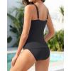 image:imageYonique Womens Two Piece Swimsuits  Ruffle Flounce Tankini Tummy Control Bathing Suits V Neck SwimwearBlack White