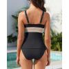 image:imageYonique Womens Two Piece Swimsuits  Ruffle Flounce Tankini Tummy Control Bathing Suits V Neck SwimwearBlack Woven