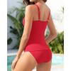 image:imageYonique Womens Two Piece Swimsuits  Ruffle Flounce Tankini Tummy Control Bathing Suits V Neck SwimwearBright Red