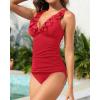 image:imageYonique Womens Two Piece Swimsuits  Ruffle Flounce Tankini Tummy Control Bathing Suits V Neck SwimwearBright Red