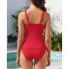image:imageYonique Womens Two Piece Swimsuits  Ruffle Flounce Tankini Tummy Control Bathing Suits V Neck SwimwearBright Red