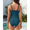 image:imageYonique Womens Two Piece Swimsuits  Ruffle Flounce Tankini Tummy Control Bathing Suits V Neck SwimwearMalachite Green