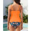 image:imageYonique Womens Two Piece Swimsuits  Ruffle Flounce Tankini Tummy Control Bathing Suits V Neck SwimwearOrange Floral