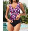 image:imageYonique Womens Two Piece Swimsuits  Ruffle Flounce Tankini Tummy Control Bathing Suits V Neck SwimwearPink Flower