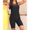 image:imageYonique Womens Two Piece Swimsuits with Shorts Modest Tankini Bathing Suits Racerback Swim Tops Short Athletic SwimwearHigh Neck Black