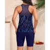 image:imageYonique Womens Two Piece Swimsuits with Shorts Modest Tankini Bathing Suits Racerback Swim Tops Short Athletic SwimwearHigh Neck Blue Sky