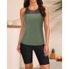 image:imageYonique Womens Two Piece Swimsuits with Shorts Modest Tankini Bathing Suits Racerback Swim Tops Short Athletic SwimwearHigh Neck Green
