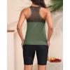 image:imageYonique Womens Two Piece Swimsuits with Shorts Modest Tankini Bathing Suits Racerback Swim Tops Short Athletic SwimwearHigh Neck Green