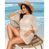 image:imageWomens Two Piece Coverup Set  Crochet Beach Cover Ups with Shorts Half Sleeve Swimsuit Bathing Suit CoverupsBeige