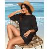 image:imageWomens Two Piece Coverup Set  Crochet Beach Cover Ups with Shorts Half Sleeve Swimsuit Bathing Suit CoverupsBlack