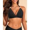 image:imageYonique Women Halter Bikini Top Only Padded Swimsuits Tops Vintage Bathing Suit Top No BottomMesh Black