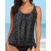 image:imageYonique Womens Blouson Tankini Top Only Loose Fit Swim Top No Bottom Modest SwimsuitBlack Dot