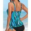 image:imageYonique Womens Blouson Tankini Top Only Loose Fit Swim Top No Bottom Modest SwimsuitGreen Wavy Pattern