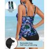 image:imageYonique Womens Blouson Tankini Top Only Loose Fit Swim Top No Bottom Modest SwimsuitPurple Blue Floral