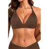 image:imageYonique Women Halter Bikini Top Only Padded Swimsuits Tops Vintage Bathing Suit Top No BottomBrown