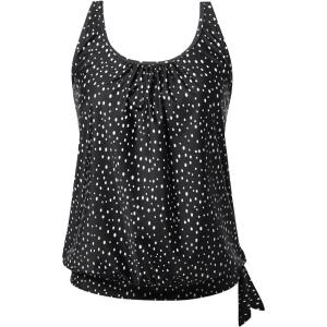 image:imageYonique Womens Blouson Tankini Top Only Loose Fit Swim Top No Bottom Modest SwimsuitBlack Dot