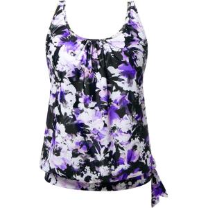 image:imageYonique Womens Blouson Tankini Top Only Loose Fit Swim Top No Bottom Modest SwimsuitPurple Floral