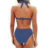 image:imageYonique Women Two Piece Bathing Suits Push Up Bikini Set Halter Swimsuit Vintage SwimwearGray Blue