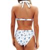 image:imageYonique Women Two Piece Bathing Suits Push Up Bikini Set Halter Swimsuit Vintage SwimwearWhite and Blue Floral
