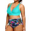 image:imageYonique Womens Plus Size Bikini High Waisted Swimsuits Two Piece Bathing Suits Tummy Control SwimwearAqua Colorful Floral