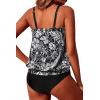 image:imageYonique Two Piece Tankini Swimsuits for Women Blouson Bathing Suits Modest SwimwearBlack Floral