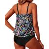 image:imageYonique Two Piece Tankini Swimsuits for Women Blouson Bathing Suits Modest SwimwearBlack Multicolor Geometric