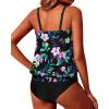 image:imageYonique Two Piece Tankini Swimsuits for Women Blouson Bathing Suits Modest SwimwearBlack Tropical Floral Pink