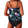 image:imageYonique Two Piece Tankini Swimsuits for Women Blouson Bathing Suits Modest SwimwearBlack Tropical Floral Pink