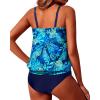 image:imageYonique Two Piece Tankini Swimsuits for Women Blouson Bathing Suits Modest SwimwearBlue Leaves