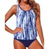 image:imageYonique Two Piece Tankini Swimsuits for Women Blouson Bathing Suits Modest SwimwearBlue Tie Dye