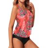 image:imageYonique Two Piece Tankini Swimsuits for Women Blouson Bathing Suits Modest SwimwearRed Floral